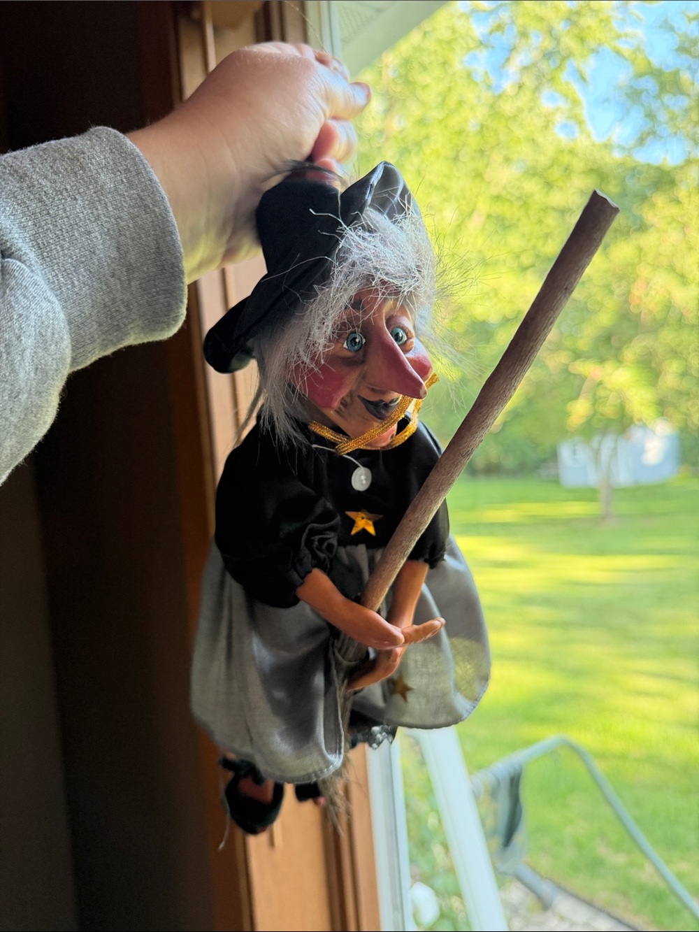 Vintage Halloween WITCH Hanging Porcelain Doll Ceramic Painted